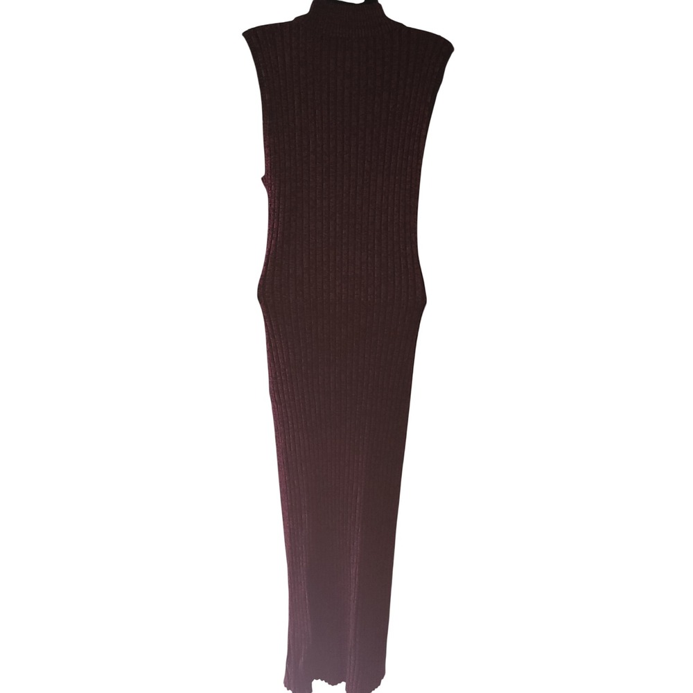 House of Harlow 1960 Burgundy Ribbed Mock Neck Sleeveless Maxi Dress M NWOT - Picture 2 of 7